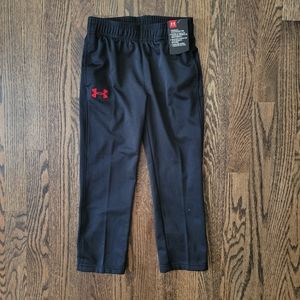 NWT Under Armour Boys Size 4 Fleece Lined Athletic BRAWLER 2.0 Pants Black/Red